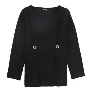 Verona Collection Womens Grommet Pullover Blouse, Black, NWT